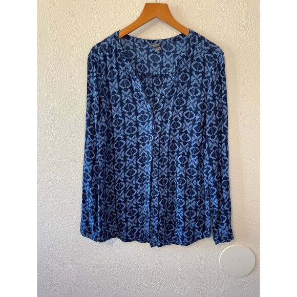 Eddie Bauer Women's Boho Printed Button Up Long Sleeve Light Weight Tunic Medium - Picture 9 of 9